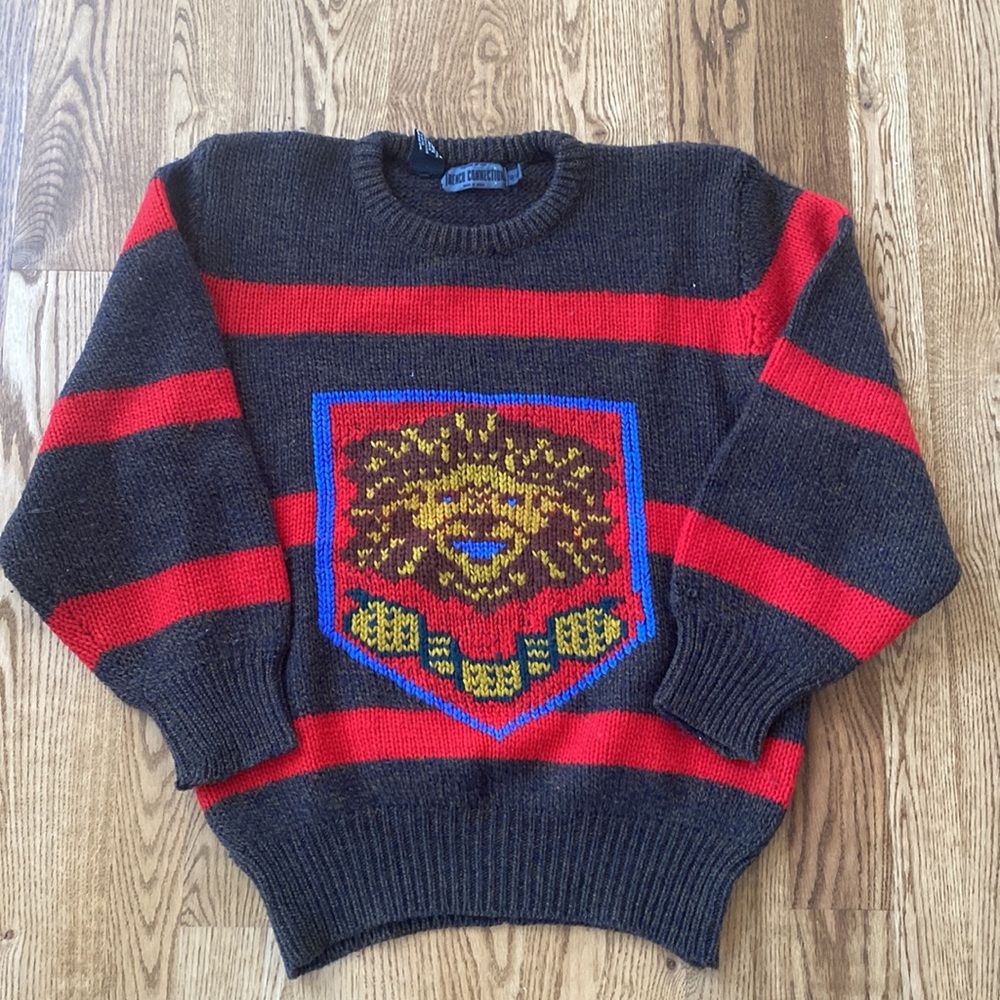 Vintage French Connection 100% virgin wool sweater boxy oversized graphic